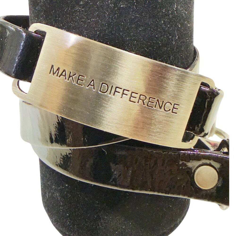 "Make a Difference" Patent Leather Wrap Bracelet